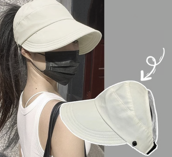 Women's Summer Empty Cap, Quick Dry Outdoor Visor, Thin Sunscreen Hat, Upgrade Style with Mask Holder.