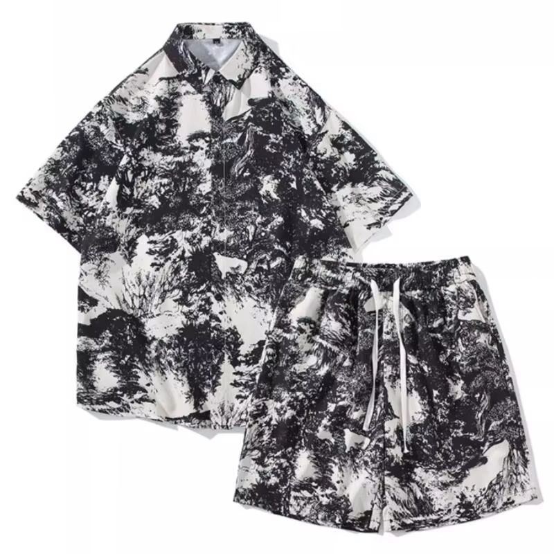 Men's 2 Piece Beach Set, Quick Dry Hawaiian Shirt and Shorts, Summer Fashion Clothing, Casual Outfits