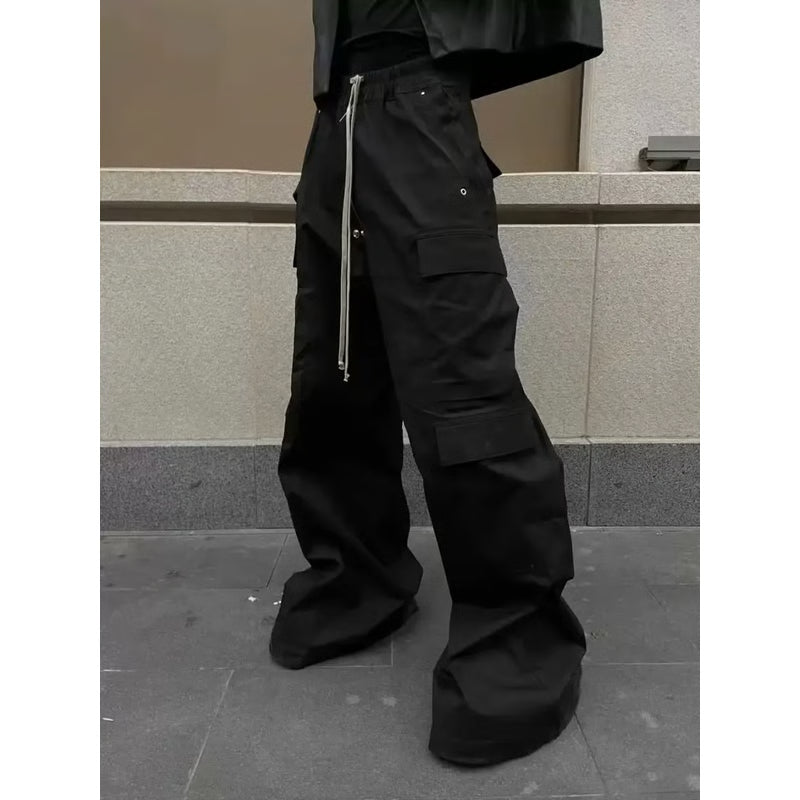 New Style Cargo Pants For Men, Loose Fit Wide Leg, Multi Pocket Black Cargo Pants, Spring Summer Casual