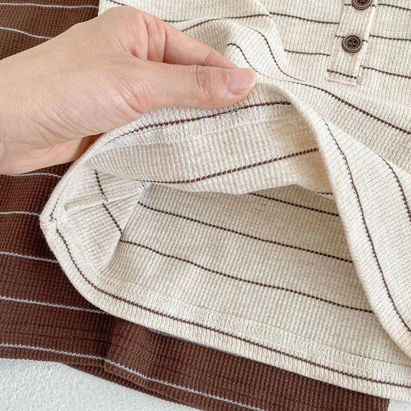 Adorable Summer Baby Clothing Set, 2PCS Striped Tee and Bloomer Outfit for Infant Girls, Toddler Boys