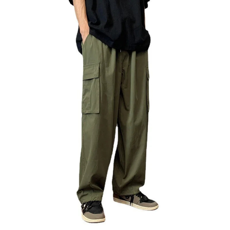 Cargo Pants, Military Green, Vintage Oversize Men's Pants, Heavy Straight Leg Casual Pants