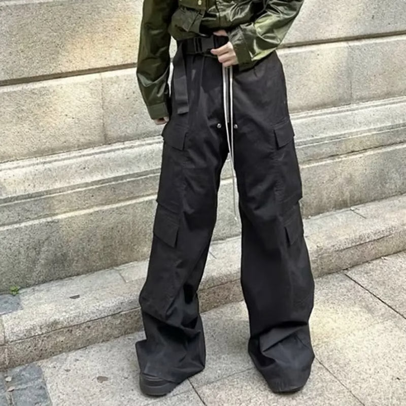 New Style Cargo Pants For Men, Loose Fit Wide Leg, Multi Pocket Black Cargo Pants, Spring Summer Casual